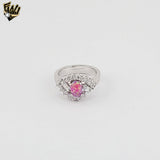 (2-5089-1) 925 Sterling Silver - Pink Stone Ring