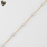 (1-0731) Gold Laminate - 1mm Curb Link Pearl Bracelet - 7" - BGF