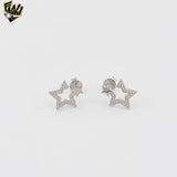 (2-3128) 925 Sterling Silver - Star Zircon Stud Earrings.