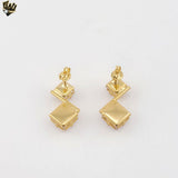 (1-1222) Laminado de Oro - Pendientes Corazón Espiga - BGF