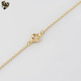 (1-0587) Gold Laminate - 1mm Rolo Link Flower Bracelet - 7" - BGF