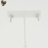 (2-3162) 925 Sterling Silver - Baguette Bar Stud Earrings.