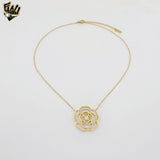 (4-7105) Stainless Steel - 1mm Link Rose Necklace - 16"