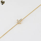 (1-0701-1) Gold Laminate - 1mm Box Link Cross Bracelet - BGF - 6.5"