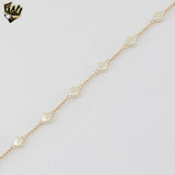 (1-0785) Laminado de oro - Pulsera de corazón de tres tonos de 2 mm - 7,5" - BGF