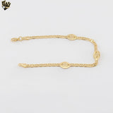 (1-0596) Gold Laminate - 3.5mm Mariner Link Evil Eyes Bracelet - 7.5" - BGF
