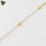 (1-0530) Gold Laminate - Heart and Pearls Bracelet - 7" - BGF
