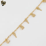 (1-0248-1) Gold Laminate - Locker Key Charms Anklet - 9.5" - BGF