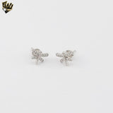 (2-3097) Plata de ley 925 - Aretes con circonitas en forma de pez. 