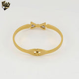 (MBRA-21-V) Stainless Steel - Zircon Bow Open Bangle.