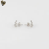 (2-3097) Plata de ley 925 - Aretes con circonitas en forma de pez. 