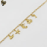 (4-4203) Stainless Steel -Ocean Charms Bracelet - 6.5"