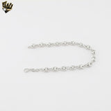 (2-0374) 925 Sterling Silver -6mm Puff Mariner Bracelet.