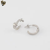 (2-4189-1) 925 Sterling Silver - Half Zircon Hoops.