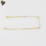 (1-0530) Gold Laminate - Heart and Pearls Bracelet - 7" - BGF