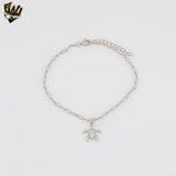 (2-0429-1) 925 Sterling Silver - 2mm Paper Clip Link Turtle Bracelet.