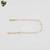 (1-0785) Laminado de oro - Pulsera de corazón de tres tonos de 2 mm - 7,5" - BGF