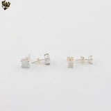 (2-3018) Plata de Ley 925 - Aretes Cuadrados con Circonitas. 