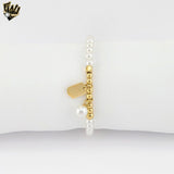 (MBRA-46) Stainless Steel - Good Luck Pearl Bracelet.
