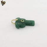 (1-2473-2) Gold Plated-  Green Aventurine Palm Tree Pendant.