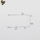 (2-0435) 925 Sterling Silver - Leaves Charms Bracelet.