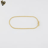 (1-0092) Laminado de oro - Tobillera con dijes religiosos con eslabones Figaro de 3 mm - 10" - BGF