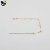 (1-0731) Gold Laminate - 1mm Curb Link Pearl Bracelet - 7" - BGF