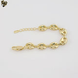 (1-60100-1) Gold Plated - 11mm Puff Mariner Bracelet - 6.5"