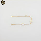 (1-0550) Laminado de oro - Brazalete de perlas y elefantes de 6,5 mm - 8" - BGF