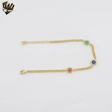 (1-0661-1) Gold Laminate - Multicolor Evil Eye Bracelet - 7" - BGO