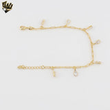 (1-0632) Gold Laminate - Paper Clip Link Bracelet With Zircon Charms - 7" - BGF