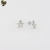 (2-3128) 925 Sterling Silver - Star Zircon Stud Earrings.