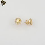 (1-1197-3) Gold Laminate - Stud Zircon Flower Earrings - BGF
