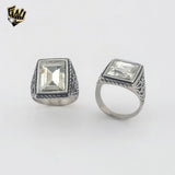 (4-0024) Acero inoxidable - Anillo de hombre con circonita oxidada.
