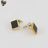 (4-2233) Stainless Steel - Square Stud Earrings.