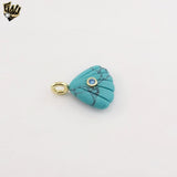 (1-2226-3) Gold Plated-  Turquoise Shell Pendant.