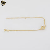 (1-0587) Gold Laminate - 1mm Rolo Link Flower Bracelet - 7" - BGF