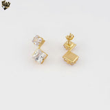(1-1222) Laminado de Oro - Pendientes Corazón Espiga - BGF