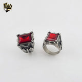 (4-0024) Acero inoxidable - Anillo de hombre con circonita oxidada.