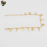 (1-0248-1) Gold Laminate - Locker Key Charms Anklet - 9.5" - BGF