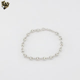 (2-0374) 925 Sterling Silver -6mm Puff Mariner Bracelet.