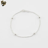 (2-0303) 925 Sterling Silver - 1.5mm Ball Bracelet - 7"