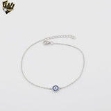 (2-0324) 925 Sterling Silver - Single Evil Eye Bracelet.