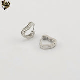 (2-4207) 925 Sterling Silver - Zircon Heart Huggies.