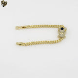 (1-60083) Gold Plated- 6mm Curb Link Zircon Bear Bracelet - 7.5"