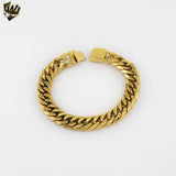 (4-4073) Acero inoxidable - Brazalete de eslabones curvos de 23 mm - 8,5"