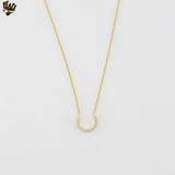 (1-6032) Gold Laminate - 1mm Box Link Horseshoe Necklace - BGF
