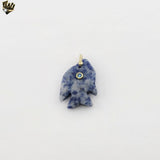 (1-2226-2) Gold Plated-  Sodalite Fish Pendant.