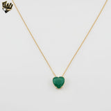 (1-6054-2) Gold Laminate - Chunky Green Heart Necklace - BGF