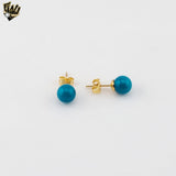 (MSET-50) Gold Laminate - 8mm Turquoise Mallorca Pearls Set